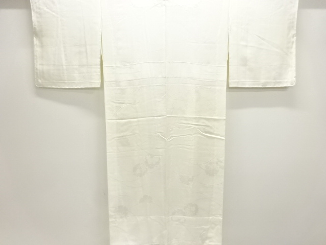 未使用品　雪輪に花模様織出し単衣長襦袢